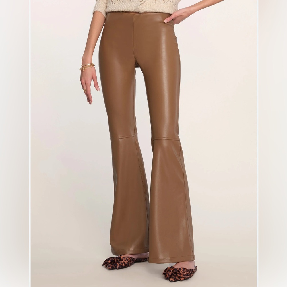 Brown Flared Leather Pants - Heartloom
